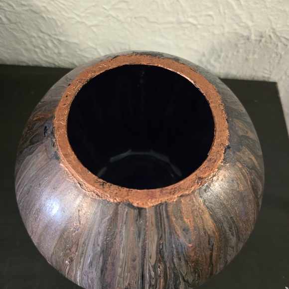 HANDCRAFTED Upcycled Glass Artwork HANDPAINTED Tabletop ART Decor Round Vase - Picture 14 of 17